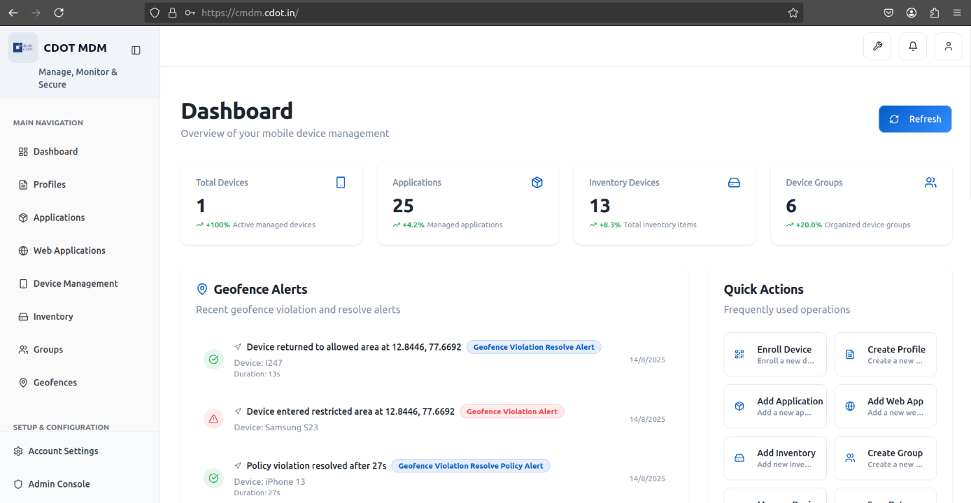 CDOT MDM Dashboard - Light Theme
